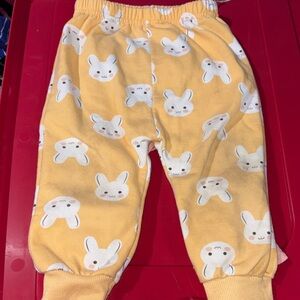 Yellow Bunny Print Kids Bottoms